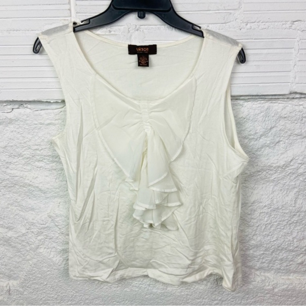 Victor Alfaro Cream Sleeveless Blouse size large